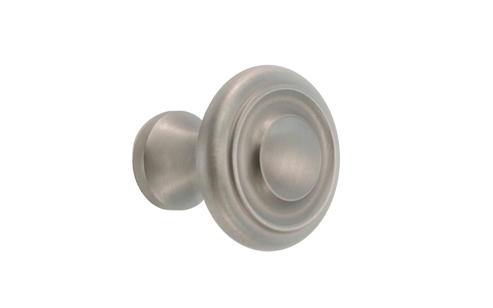 Vintage-style Hardware · Solid Brass classic contemporary / art deco, mid-century style cabinet knob. High quality solid brass 1" diameter Knob. Ideal for kitchen & bathroom cabinets, & furniture. Brushed nickel finish.