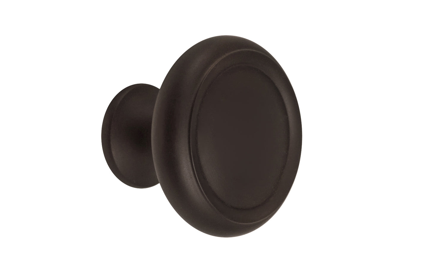 Solid Brass Dome-Style Cabinet Knob ~ 1-1/4" Diameter. Made of solid brass material. The knob is designed in the Mid-Century style of hardware, but will fit in with any time period up to the current modern styles. Great for kitchens, bathrooms, on furniture, cabinets, drawers, small doors, cabinet doors. Dome knob. Oil Rubbed Bronze Finish