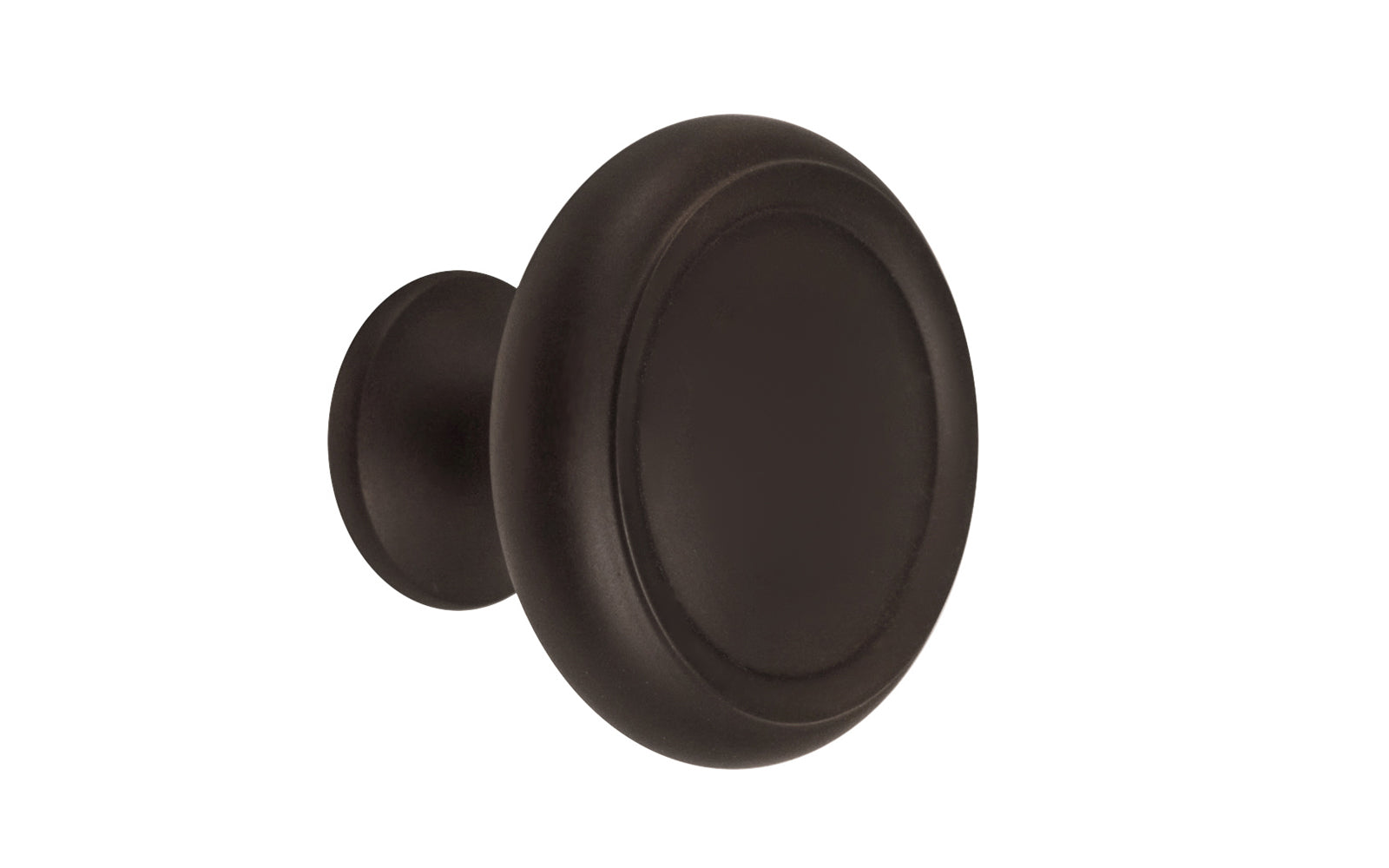 Solid Brass Dome-Style Cabinet Knob ~ 1-1/4" Diameter. Made of solid brass material. The knob is designed in the Mid-Century style of hardware, but will fit in with any time period up to the current modern styles. Great for kitchens, bathrooms, on furniture, cabinets, drawers, small doors, cabinet doors. Dome knob. Oil Rubbed Bronze Finish