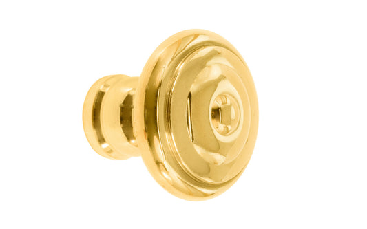 Vintage-style Hardware · Solid Brass classic contemporary style cabinet knob designed in the Mid-Century style. Quality solid brass 1-1/4" diameter Knob. Ideal for kitchen & bathroom cabinets, & furniture. Unlacquered Brass (the non-lacquered brass will patina over time). Un-lacquered brass.