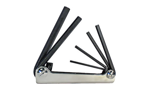This Eklind Fold-Up 6-PC Hex Wrench Key metric Set. 3.0 mm, 4.0 mm, 5.0 mm, 6.0 mm, 8.0 mm, & 10.0 mm sizes. Allen wrench set is manufactured using the finest quality alloy steel. It is hardened, tempered & finished with Eklind black finish to resist rust. Fold Up Allen Set. Eklind model 21151. Made in USA.