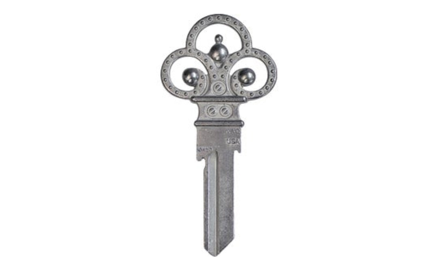 Decorative KW1 House Key. Kwikset keyway blank. 3" overall length. Made by Lucky Line. Made in USA.