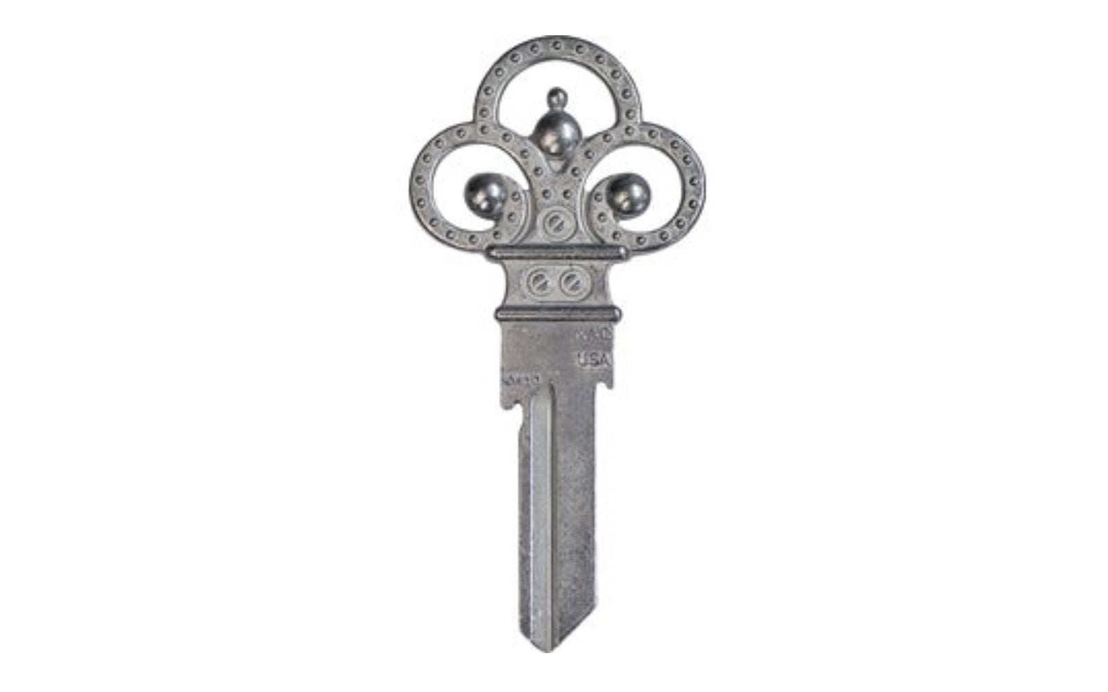 Decorative KW1 House Key. Kwikset keyway blank. 3" overall length. Made by Lucky Line. Made in USA.