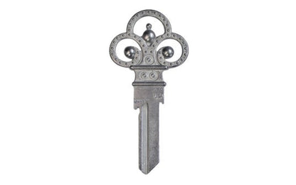Decorative KW1 House Key. Kwikset keyway blank. 3" overall length. Made by Lucky Line. Made in USA.