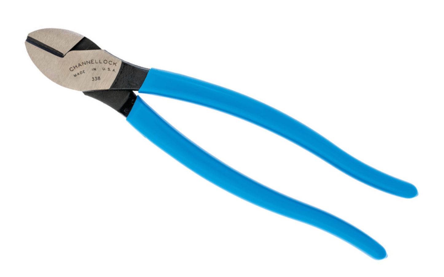 Channellock 8" "XLT" Diagonal Cutting Pliers  increases performance & reduces hand fatigue Laser heat-treated cutting edges perform better & last longer. Forged high carbon U.S. steel for strength & durability is specially coated for ultimate rust prevention. Vinyl blue comfort grips. 025582827616. Made in USA. 
