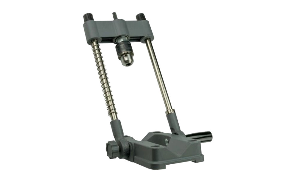 General Tools Model 3638. Multi-purpose precision drill guide is for angled drilling, doweling, plug cutting, edge sanding. Attaches to 3/8" or 1/2" power drill.