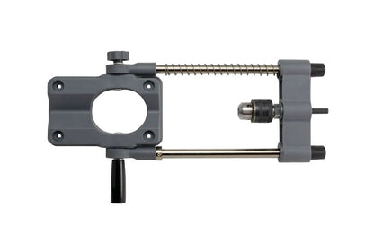 General Tools Model 3638. Multi-purpose precision drill guide is for angled drilling, doweling, plug cutting, edge sanding. Attaches to 3/8" or 1/2" power drill.