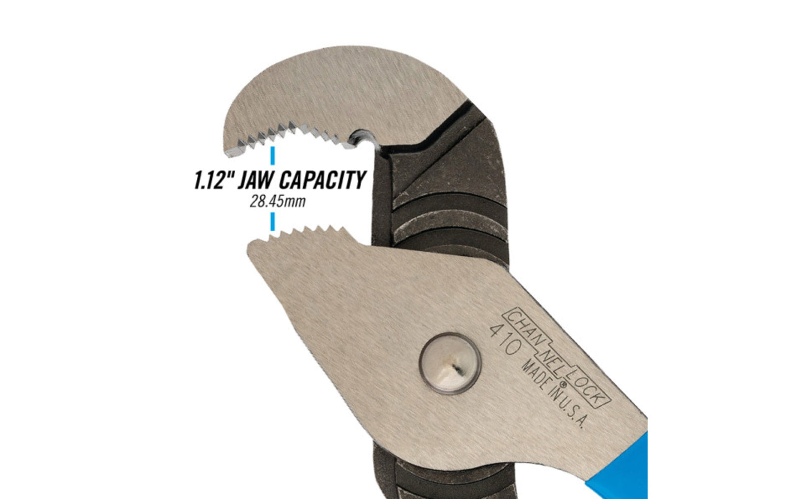 Channellock 9-1/2" Nutbuster Tongue & Groove Plier has a special parrot nose & double tongue & groove design that gives this "Nutbuster" added strength, ideal for round surfaces. Channelock Model 410. Professional non-slip channellocks. Adjustable 9.5" parrot head tongue and groove plier. Made in USA.
