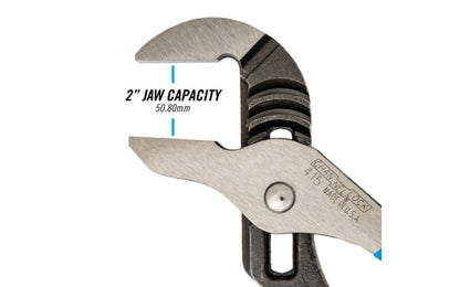 Channellock 10" Smooth Jaw Tongue & Groove Pliers provide a strong grip and protect plated surfaces or soft fasteners (nickel, chrome, PVC) from scratching or marring. Channelock Model 415. 025582300478. Professional non-slip channellocks. adjustable tongue and groove plier. Made in USA.