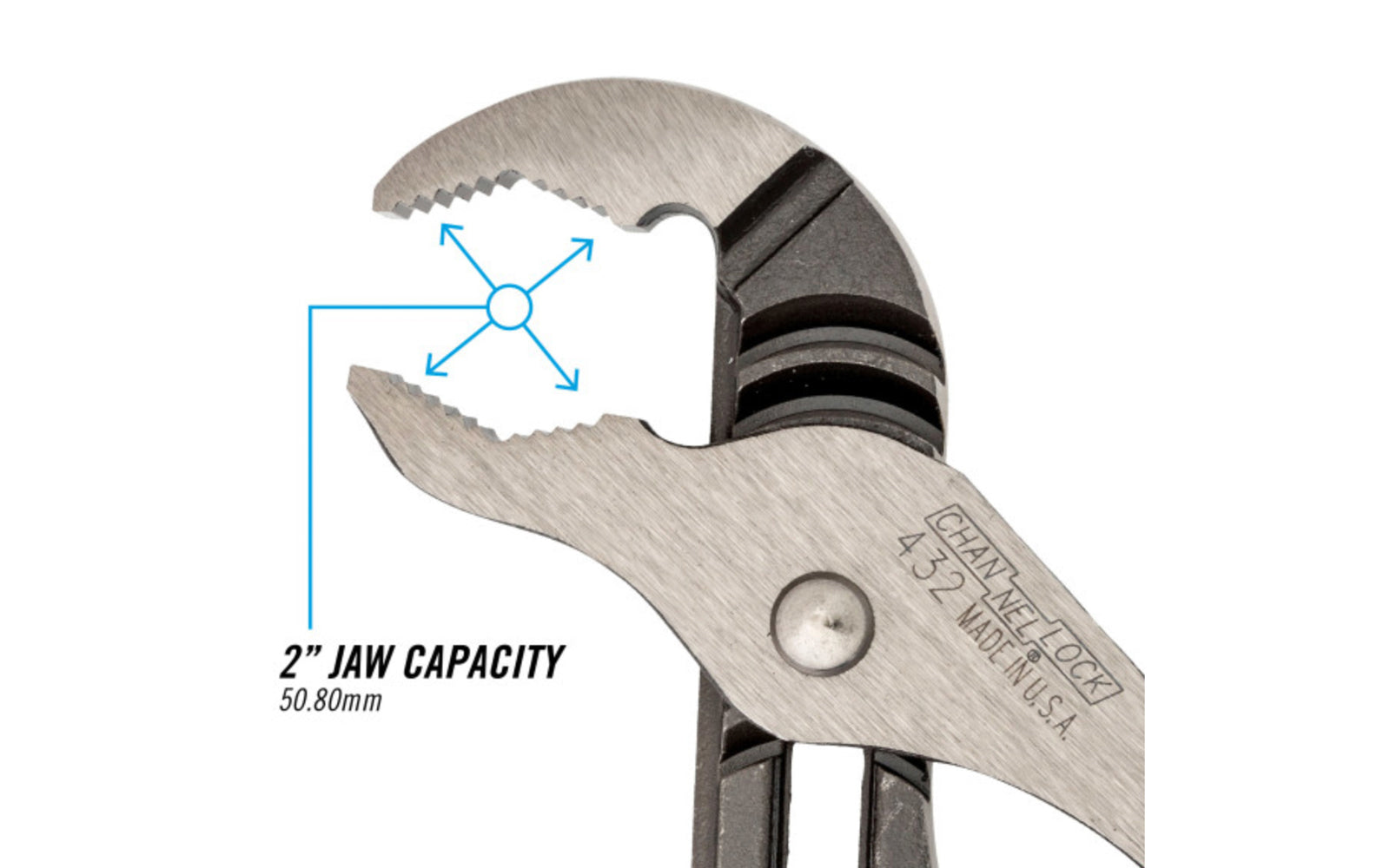 Channellock 10" V-Jaw Tongue & Groove Plier has a unique v jaw design that creates more points of contact on round stock & tubing. Laser-hardened teeth to provide a better, longer lasting grip. Channelock Model 432. Professional non-slip channellocks. adjustable 10" tongue and groove plier. Made in USA.