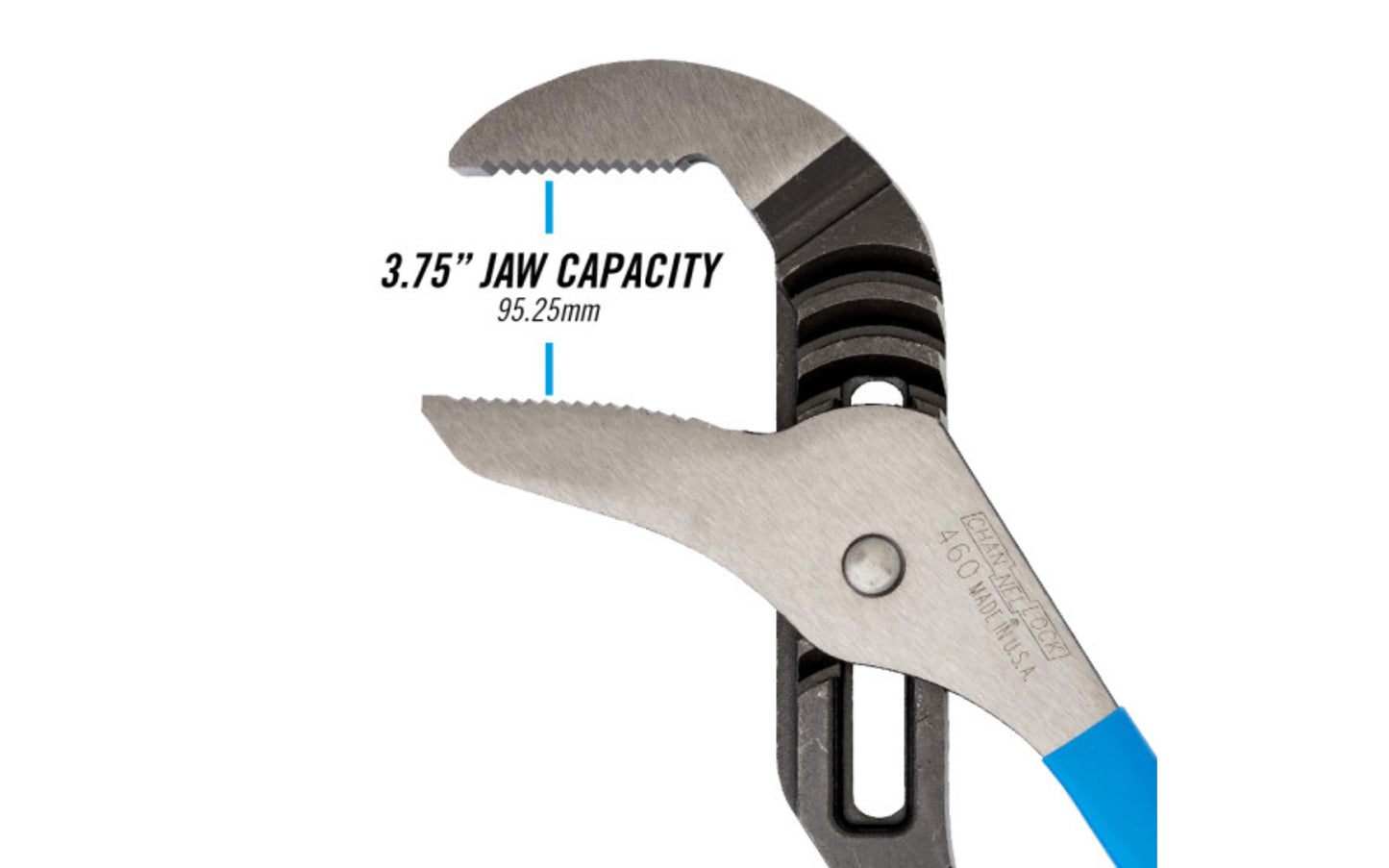 Channellock 16-1/2" Straight Jaw Tongue & Groove Plier is built to last with a Permalock fastener to eliminate nut & bolt failure. Laser-hardened teeth to provide a better, longer lasting grip. Channelock Model 460. 025582301970. Professional non-slip channellocks. adjustable tongue and groove plier. Made in USA.