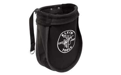 Klein Tools' Nut & Bolt Pouch is reinforced with leather & rope, which also keeps the shape of the pouch opening. This tool bag has an interior pocket, & metal snaps on the loops for belts up to 3" wide. Overall size measures 9" x 3.5" x 10". Klein Model 51A. Made in USA.