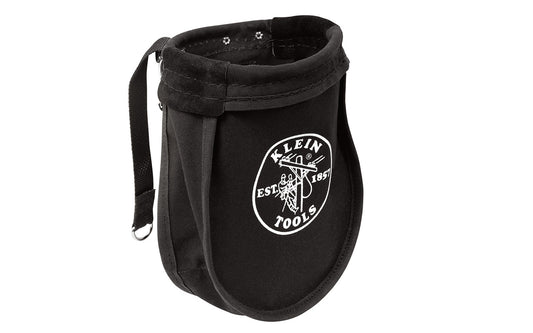 Klein Tools' Nut & Bolt Pouch is reinforced with leather & rope, which also keeps the shape of the pouch opening. This tool bag has an interior pocket, & metal snaps on the loops for belts up to 3" wide. Overall size measures 9" x 3.5" x 10". Klein Model 51A. Made in USA.