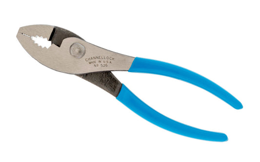 These 6-1/2" Channellock Slip Joint Pliers are versatile & easy to use. They feature a serrated jaw for a firm grip and an added wire cutting shear for soft wire. Channelock Slip Joint Pliers are made in USA and forged from high carbon U.S. steel that is specially coated for ultimate rust prevention.  Made in USA.
