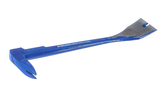 Made in USA · Vaughan Hammers ~ Model No. BC-SB10 ~ Drop-forged & tempered steel for strength ~ Heavy duty ~ high carbon steel, tempered & hardened for strength ~ Two beveled nail slots ~ Nail pulling end has rocker head for maximum leverage ~ Rust-resistant powder coated finish ~ 10" overall length ~ Moulding bar
