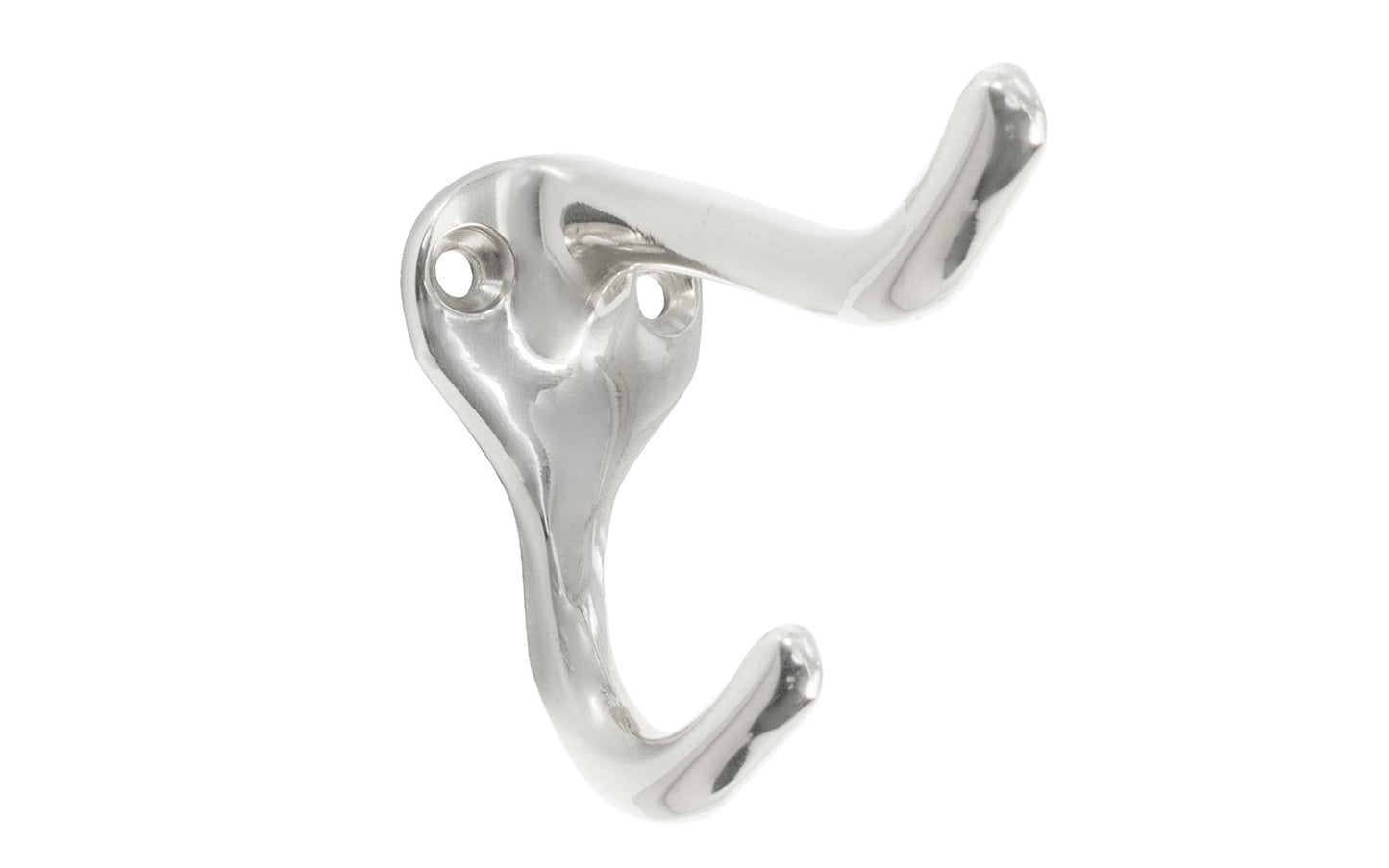 Ives Solid Brass Double Hook. Great for kitchens, bathrooms, hallways, furniture, cabinets, bedrooms. The two prong hook is made of solid brass material, making it durable for clothing, towels, bags. Hat & Coat Hook. Polished Chrome Finish.