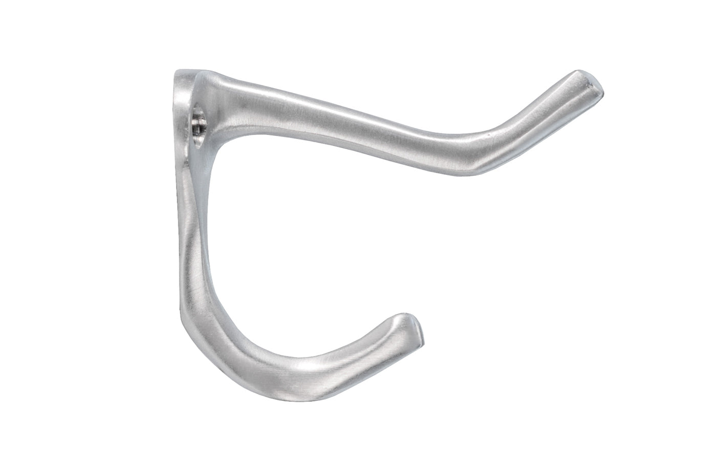 Ives Solid Brass Double Hook. Great for kitchens, bathrooms, hallways, furniture, cabinets, bedrooms. The two prong hook is made of solid brass material, making it durable for clothing, towels, bags. Hat & Coat Hook. Satin Chrome Finish.