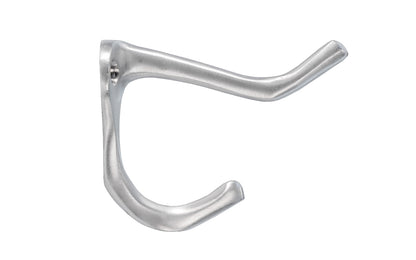 Ives Solid Brass Double Hook. Great for kitchens, bathrooms, hallways, furniture, cabinets, bedrooms. The two prong hook is made of solid brass material, making it durable for clothing, towels, bags. Hat & Coat Hook. Satin Chrome Finish.
