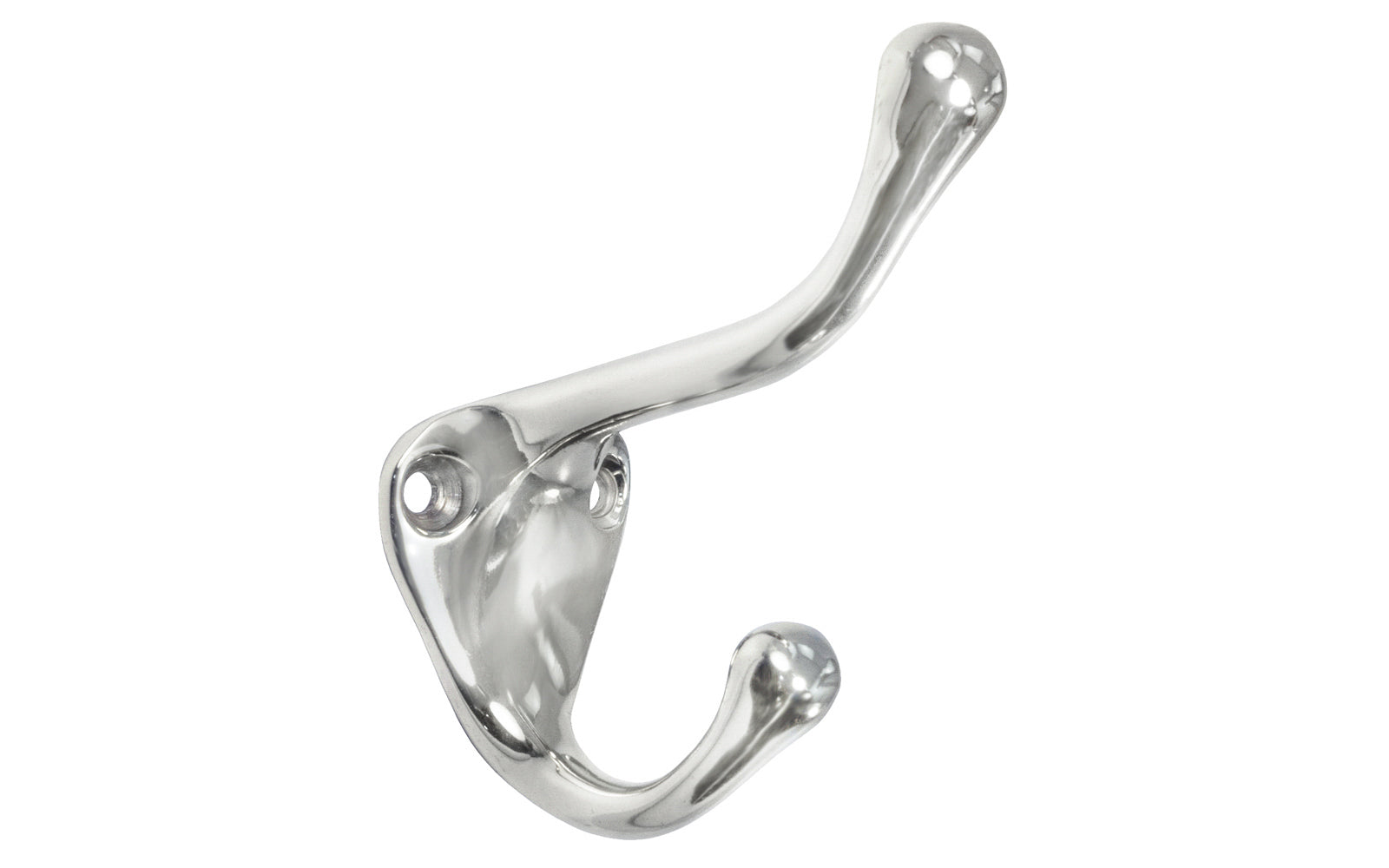 Ives Classic Solid Brass Double Hook. Great for kitchens, bathrooms, hallways, furniture, cabinets, bedrooms. The two prong hook is made of solid brass material, making it durable for clothing, towels, bags. Hat & Coat Hook. Polished Chrome Finish.
