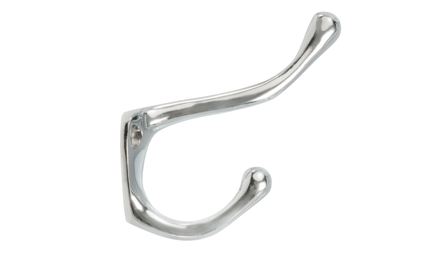 Ives Classic Solid Brass Double Hook. Great for kitchens, bathrooms, hallways, furniture, cabinets, bedrooms. The two prong hook is made of solid brass material, making it durable for clothing, towels, bags. Hat & Coat Hook. Polished Chrome Finish.