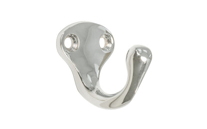 Ives classic solid brass wardrobe hook. Great for kitchens, bathrooms, hallways, furniture, cabinets, bedrooms. The single prong hook is made of solid brass material, making it durable for clothing, towels, bags. Polished Chrome Finish.