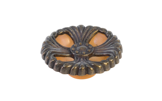 Waterfall-Style Cabinet knob with Bakelite originally designed in & the "Waterfall-style" and Art Moderne style of hardware popular in the 1930's. 2" diameter knob.