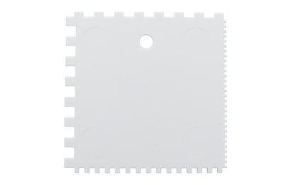 Marshalltown Plastic Square Notched Spreader. This Marshalltown contractor-grade QLT Plastic Notched Spreaders won't rust or corrode. Each side has a different notch size. Square notch 1/16" x 1/16" x 1/16"; 1/8" x 1/8" x 1/8"; 1/4" x 1/4" x 1/4"; 1/4" x 1/8" x 1/4" size. Made in USA ~ Model 6287