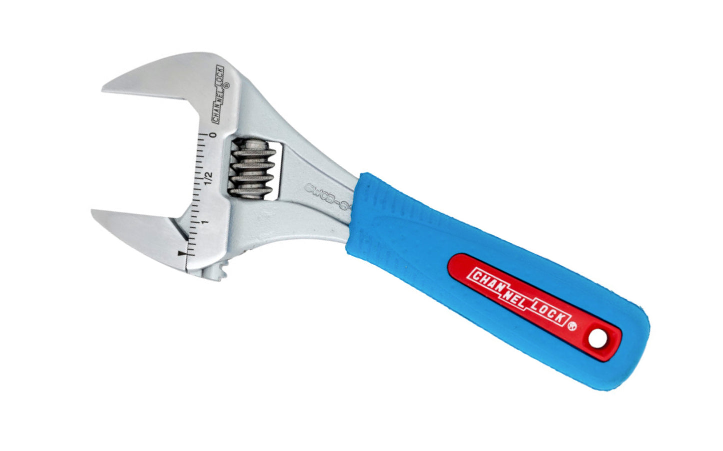 Channellock 6" Adjustable Wrench "Wide Azz" 'Code Blue". WideAzz jaws are up to 75% wider than a standard wrench. Longer jaws grip better and provide greater access in tight spaces. Rugged Chrome Vanadium steel. Chrome finish for rust prevention. 6" size. Channelock Model 6WCB.