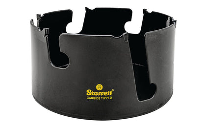 The Starrett TCT tungsten carbide tipped multi-purpose hole saws with a unique tooth set for an ultra-aggressive, high performance cutting of non-metallics. Rapid, heat-free stock removal of wood, MDF, plastics, and ceramic tiles. Note: Arbor, pilot bit, chuck not included. 