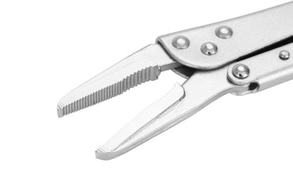 These GreatNeck 15" Long Reach Locking Pliers feature an extended neck for clamping in hard-to-reach spaces. Designed for easy one-hand use, these locking pliers are outfitted with an instant locking and release mechanism. These pliers are constructed with carbon steel for strength, & are nickel plated to resist rust. 