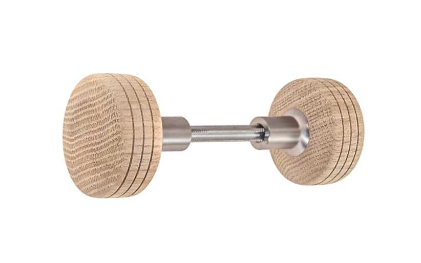 Solid Oak Wood Doorknob Set ~ Round Box Style