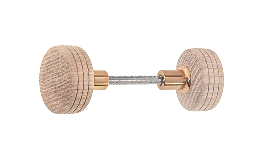 Solid Oak Wood Doorknob Set ~ Round Box Style