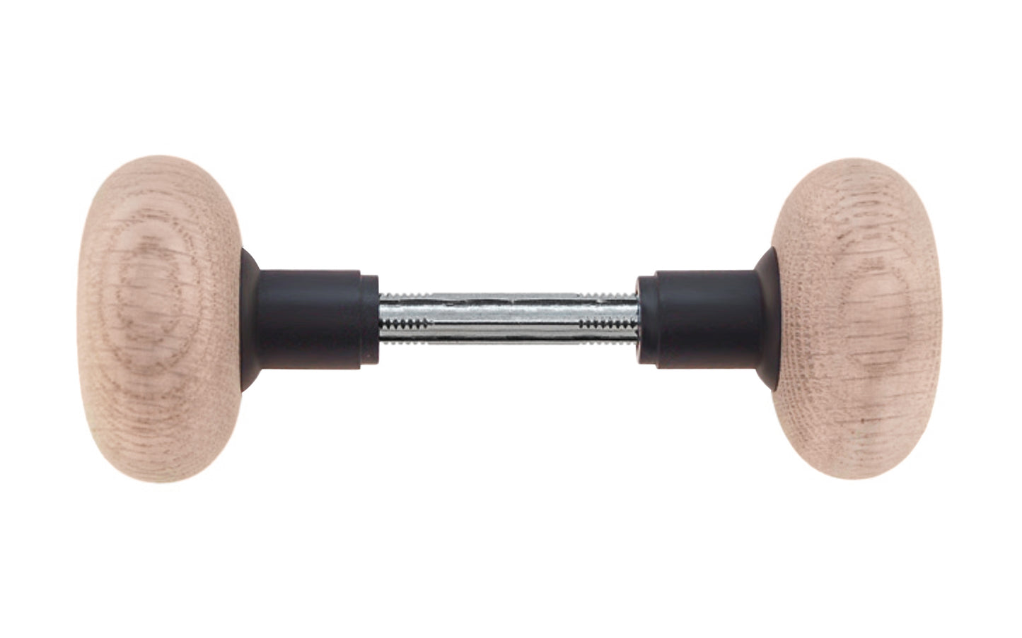 Vintage-style Hardware · Solid Oak Wood Doorknob Set ~ Round Style ~ 2-1/4" diameter knob ~ Solid brass ferrule base ~ Will fit doors with a thickness of 1" to 2-1/2". Wooden door knob. Oil Rubbed Bronze Finish.