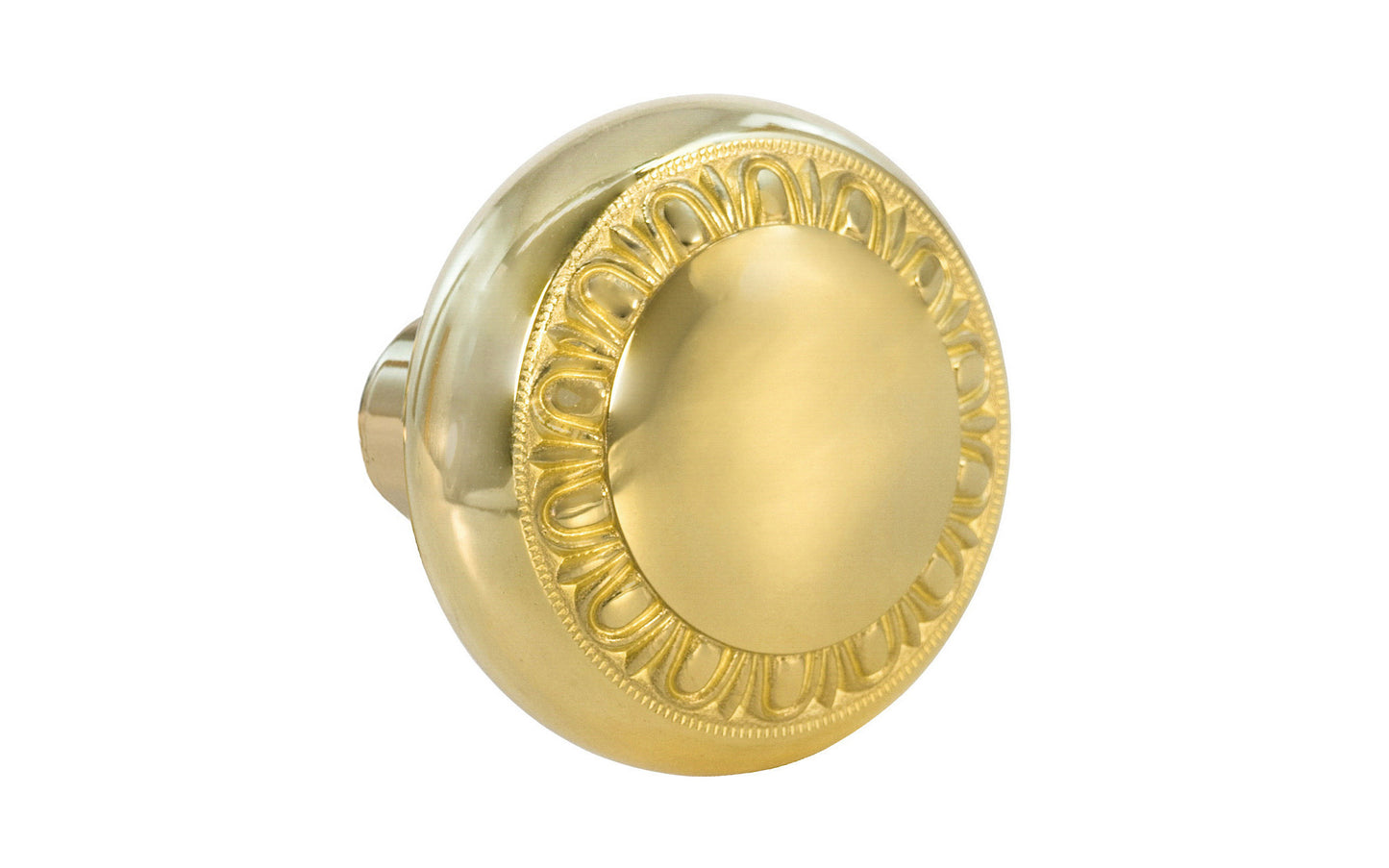 Single Solid Brass Core "Eggdart" Doorknob. Traditional Solid Brass Door knob. Reproduction Brass Door Knobs. Lacquered Brass Finish.