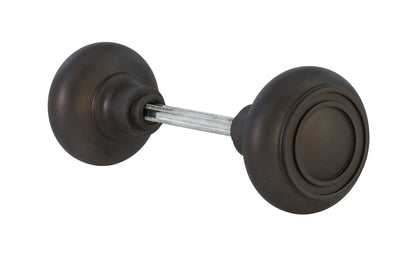 Pair of Solid Brass Core "Circle Ring" Doorknobs with spindle. Traditional Solid Brass Doorknob Set. Reproduction Brass Door Knobs. Oil Rubbed Bronze Finish.