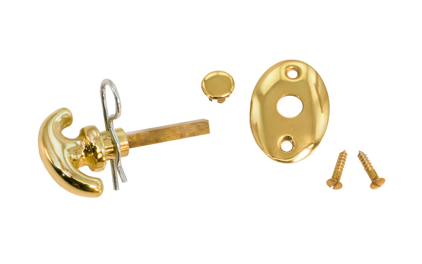 Traditional classic emergency release thumbturn Key & oval plate with 3/16" square spindle shaft. Thumb Turn Key provides outside emergency release for deadbolts, especially for the Classic Brass Interior Mortise Lock Set With Thumbturn. Emergency unlocking key. Deadbolt key for mortise locks. Vintage-style Hardware. Unlacquered brass (will patina over time). Non-lacquered brass. Un-lacquered brass.