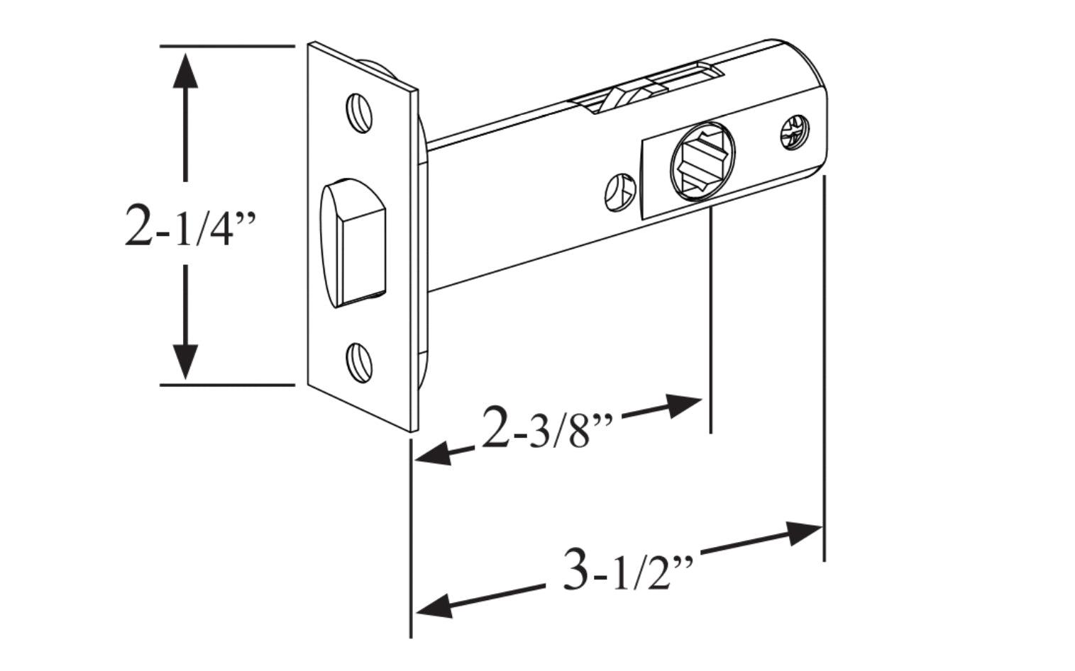 Classic Spring Latch for Doors (Passage) ~ 2-3/8" Backset
