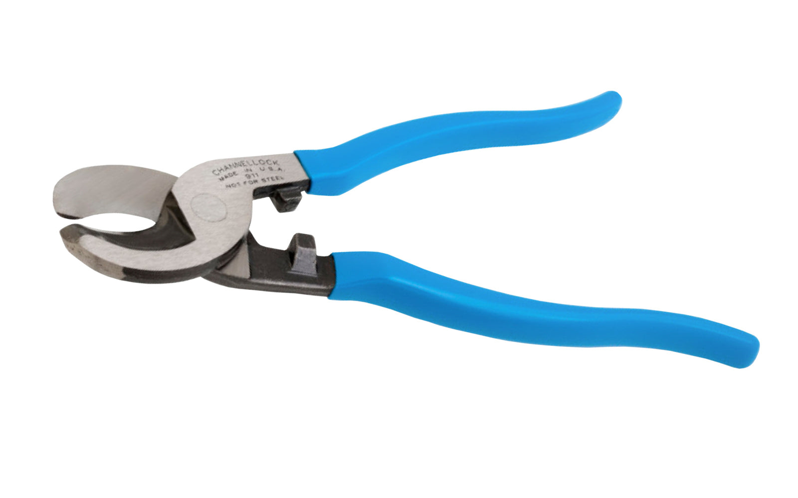 Channellock 9-1/2" Cable Cutting Pliers. Improved high alloy steel construction and a unique cable cutting design easily cuts through battery cables and other soft metals & cables up to 4/0 aluminum and 2/0 copper. Channelock Model 911. Forged high alloy steel for ultimate strength & durability. Made in USA.