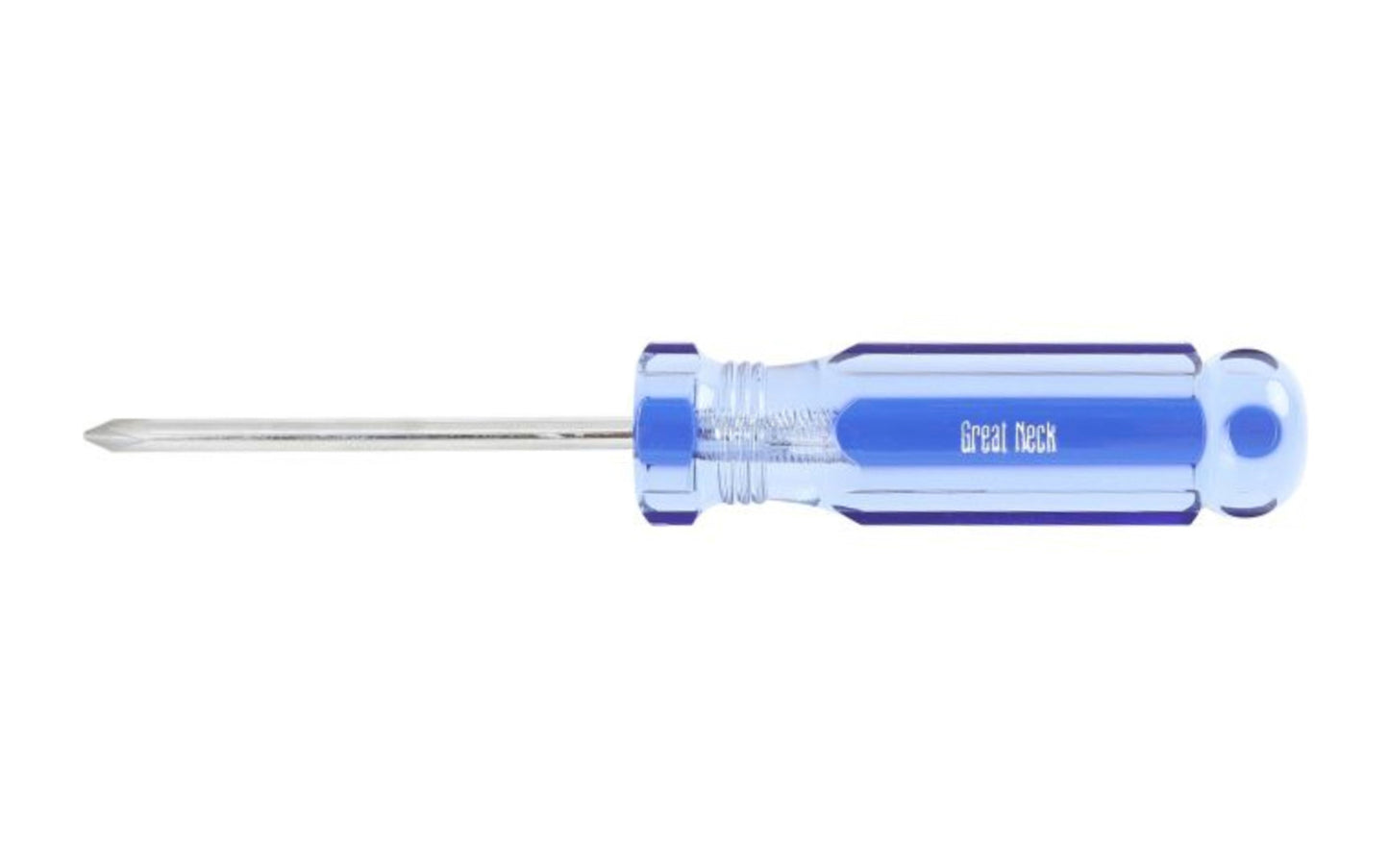 GreatNeck Model A33PC. Great Neck #1 Phillips Screwdriver x 3" Long Blade. Precision Ground Sandblasted Tip for a More Secure Fit. 6-5/8" overall length. Chrome Vanadium Steel for strength & durability. Acetate Handle. Great Neck's A-Series Screwdriver. Made in USA.