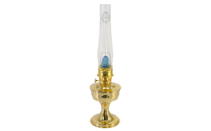 "Classic Brass Lamp" kerosene table lamp made by Aladdin Mantle Lamp Co. Model B2301. Includes Model 23A mantle burner with oil lamp. 24" overall height of lamp.