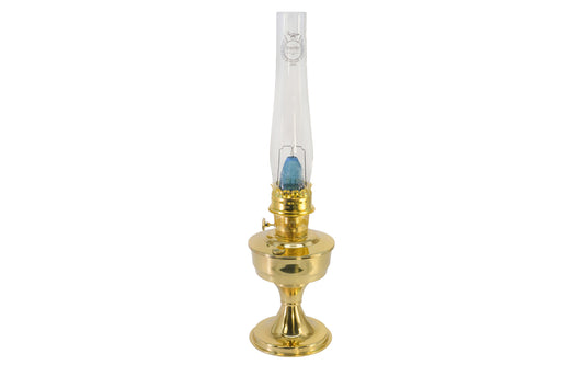 "Classic Brass Lamp" kerosene table lamp made by Aladdin Mantle Lamp Co. Model B2301. Includes Model 23A mantle burner with oil lamp. 24" overall height of lamp.