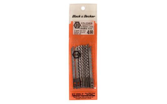 Black & Decker 5 TPI Jig Saw Blades, Coarse - 10 PK. For faster, smooth scroll cuts in wood 3/4". Hollow ground wood cutting. Black and Decker U-shank jigsaw blade.  Made in USA.