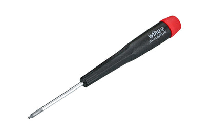 A high quality Wiha ball hex precision screwdriver made out of hardened CRM72 tool steel. The classic precision style screwdriver has a hex profile finger grip for precise torque, a tapered handle, & a smooth-turning cap for rapid rotation.    Made in Germany.