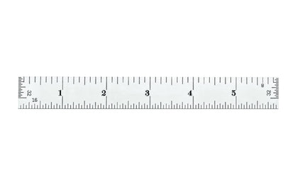 The Starrett 6" End Read Semi-Flex Rule - 1/8", 1/16", 1/32", 1/64", 4R Grads. Features a satin chrome finish. Includes end graduations.  Made in USA. Model C304SRE-6. EDP 51343.