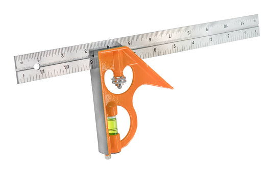 Model No. CS12C ~ GreatNeck ~ 12" size combo square ~ Blade made of stainless steel construction ~ Cast zinc body ~ graduations in 1/32", 1/16", 1/8" - Accurate 90° & 45° readings  Hardened removable scribe - Combination square - die cast zinc head - Great Neck -  ideal for marking lumber before ripping & cross-cutting