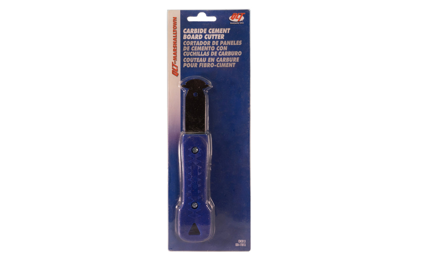Marshalltown Carbide Cement Board Cutter. Multi-purpose cutter features three tunsten carbide cutting: Two scoring & one chiseling. Professional grade tool ideal for scoring laminates, roof tiles, fiberglass roofing shingles, floor tiles, & cement backer boards. 7-1/2" overall length. Model CBC813 ~ 035965178136