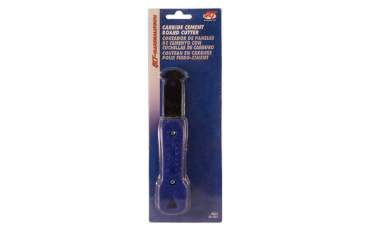 Marshalltown Carbide Cement Board Cutter. Multi-purpose cutter features three tunsten carbide cutting: Two scoring & one chiseling. Professional grade tool ideal for scoring laminates, roof tiles, fiberglass roofing shingles, floor tiles, & cement backer boards. 7-1/2" overall length. Model CBC813 ~ 035965178136