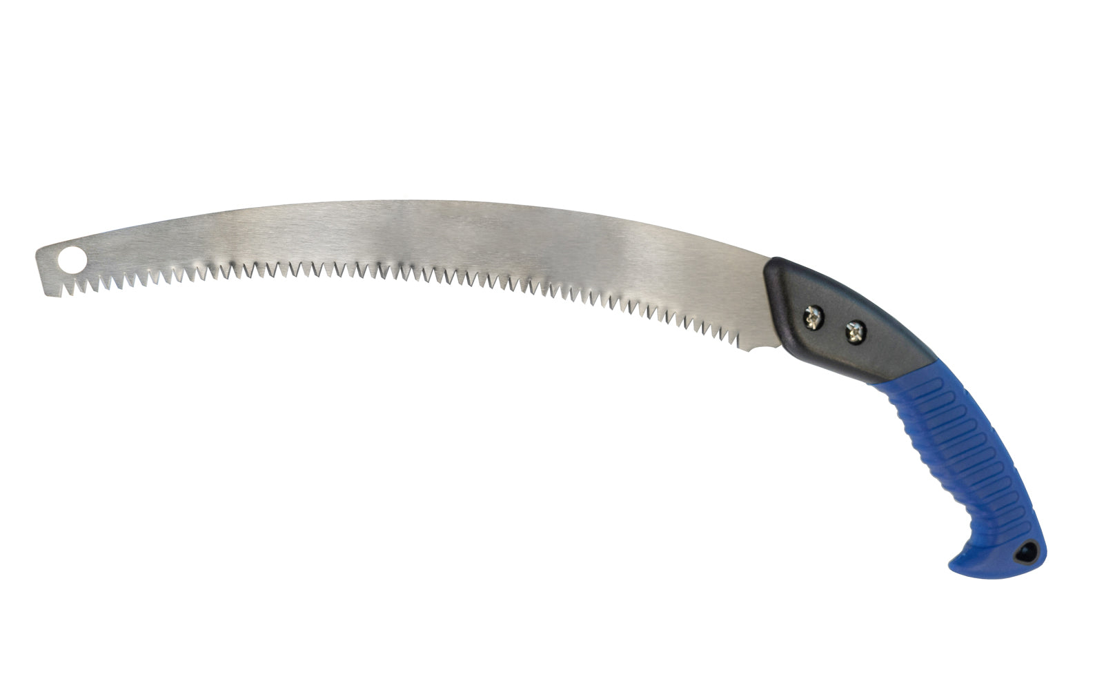 15" Curved Pruning Saw with Rubber Grip cuts medium to large branches. Teeth on the saw have 6 TPI which allows for fast aggressive cutting. Large Garden Saw.