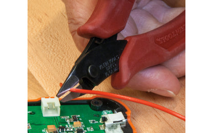 Klein Tools Precision Flush Cutter offers added comfort for cutting applications that demand precision and control. Improved knife design on these pliers snips soft wire up to 16 AWG for a flat, flush cut. Great for cutting small wire, zip ties and other fine material. Model D275-5. 