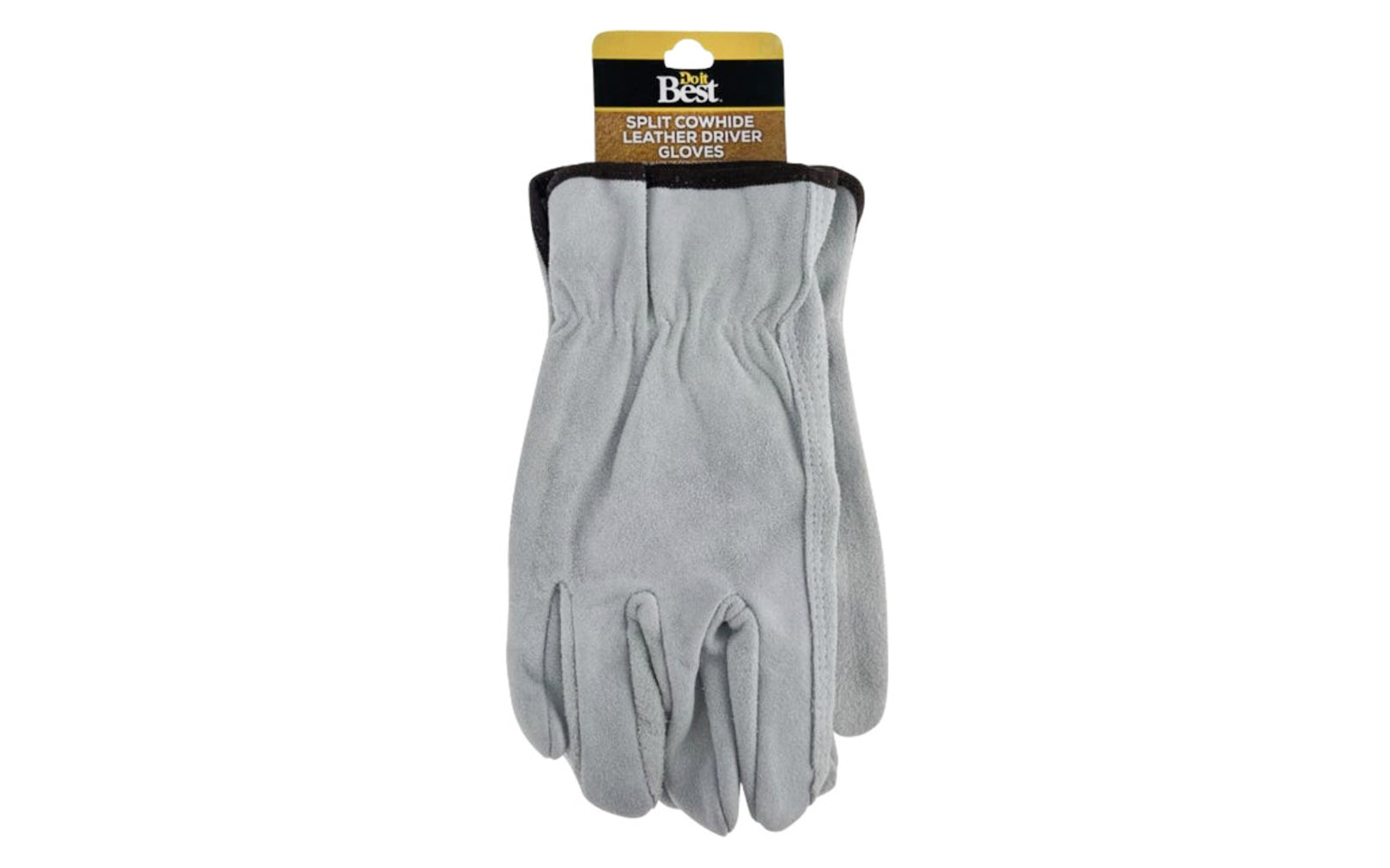 Split Cowhide Leather Gloves - XL. Unlined brushed suede cowhide leather glove with a shirred wrist. Double stitched index finger for strength. Gunn cut. Keystone thumb for maximum mobility. Good abrasion resistance. Open cuff with shirred elastic back for a secure fit. Sold as one pair each. Extra Large. 